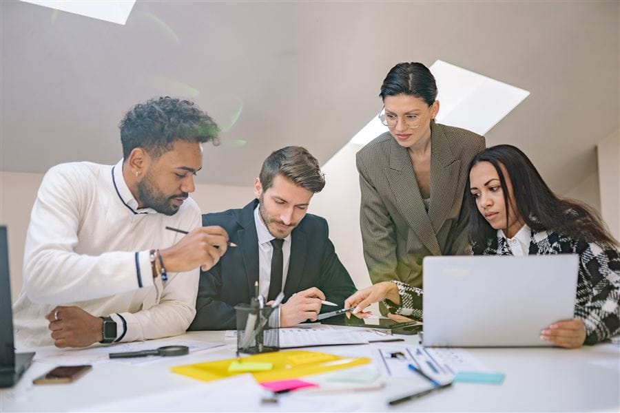 A team engaged in a planning activity